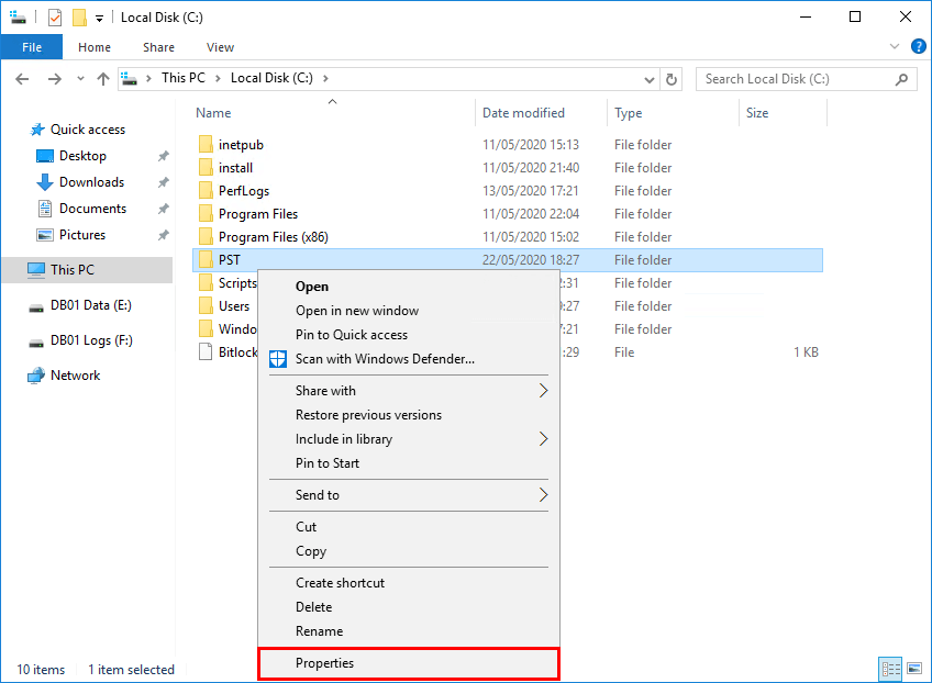 Export Exchange mailbox to PST with PowerShell create PST folder
