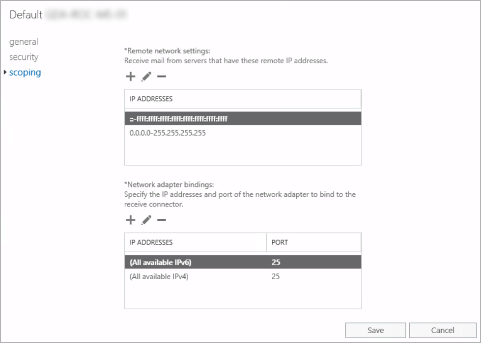 exchange 2016 internal mail default receive connector