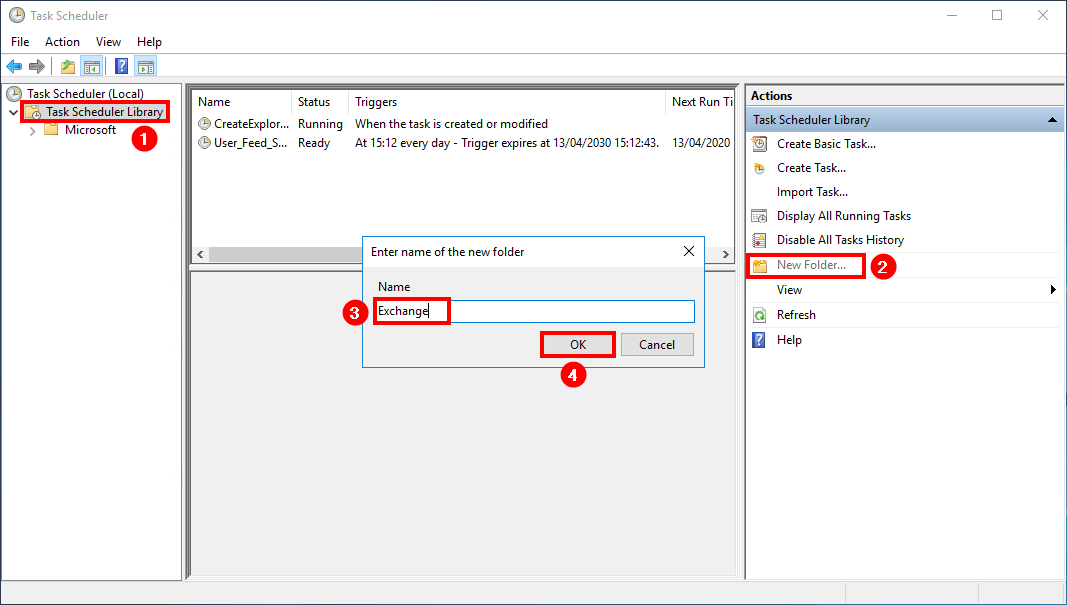 Cleanup Exchange logs automatically with scheduled task create folder