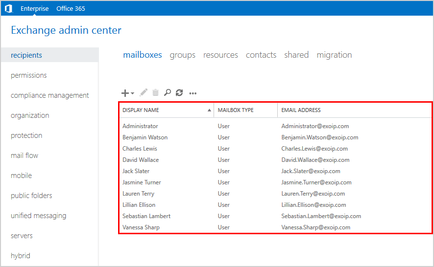 Create bulk mailboxes in Exchange 2016 with PowerShell mailboxes 10 users