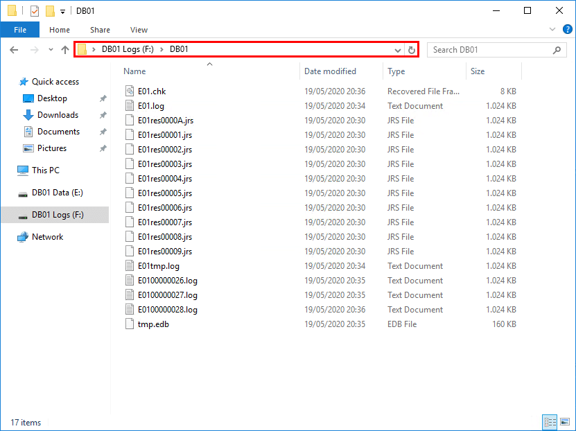 Move Exchange database to another drive after move logs volume