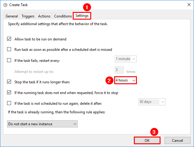 Change Users UPN automatically with scheduled task settings tab