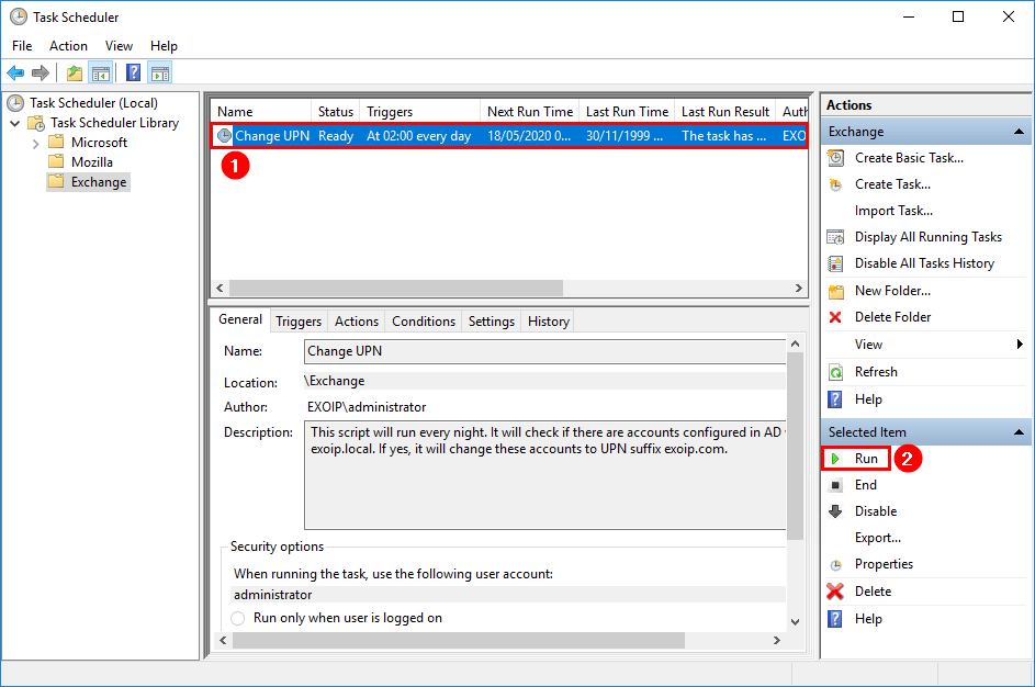 Change Users UPN automatically with scheduled task run task