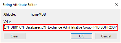 Exchange database is mandatory on UserMailbox set value