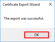 Lets Encrypt export certificate private key finished succesful