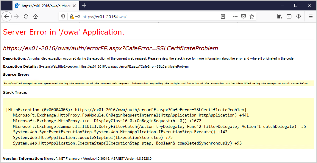 Server Error in owa Application