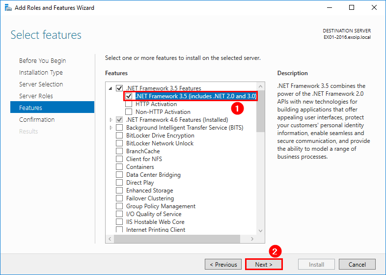 Install .NET Framework 3.5 on Windows Server Server Manager 5