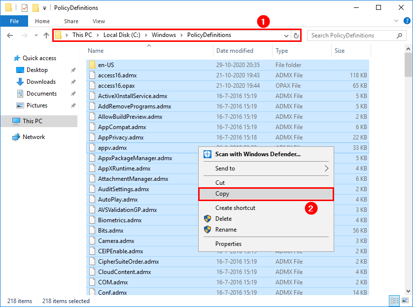 Create Central Store for Group Policy Administrative Templates copy
