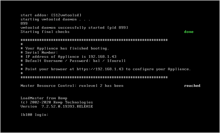 Install Kemp virtual load balancer on VMware 9