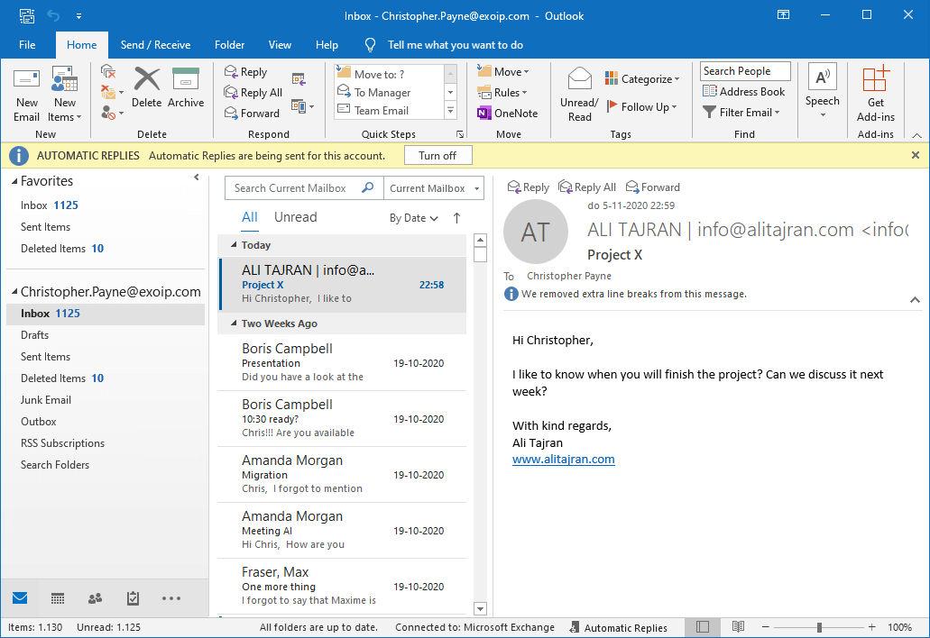 Send Out of Office reply every day with PowerShell email arrives