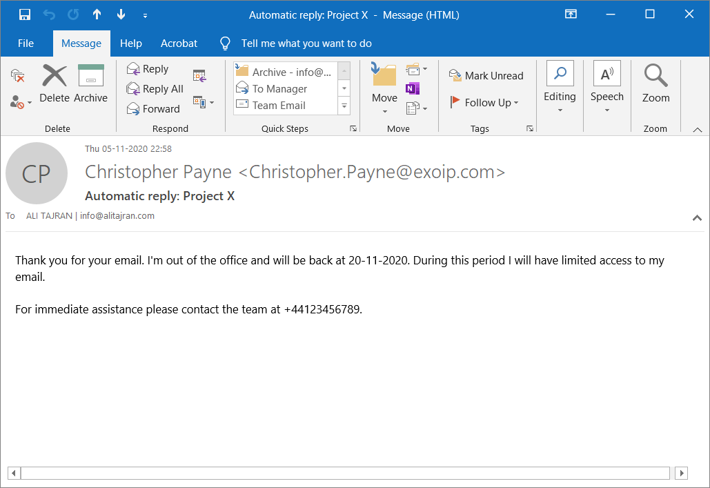 Send Out of Office reply every day with PowerShell out of office reply