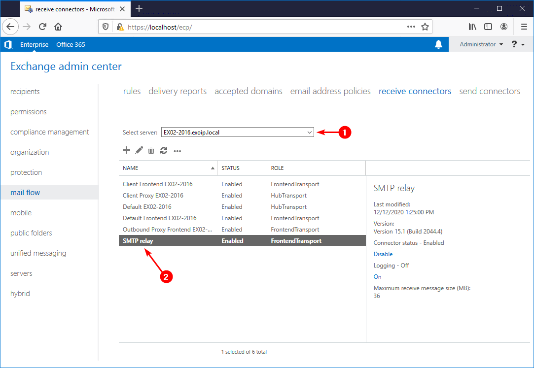 Copy receive connector to another Exchange Server after