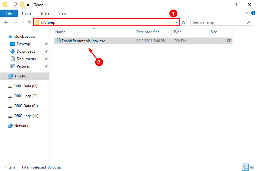 Bulk create Office 365 mailboxes in Exchange hybrid configuration temp
