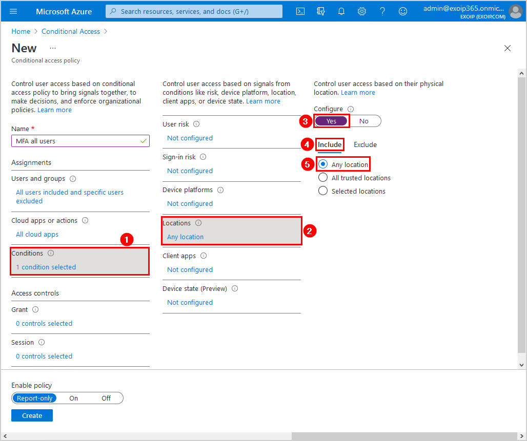 Configure Azure AD Multi-Factor Authentication Conditional access policy conditions include settings