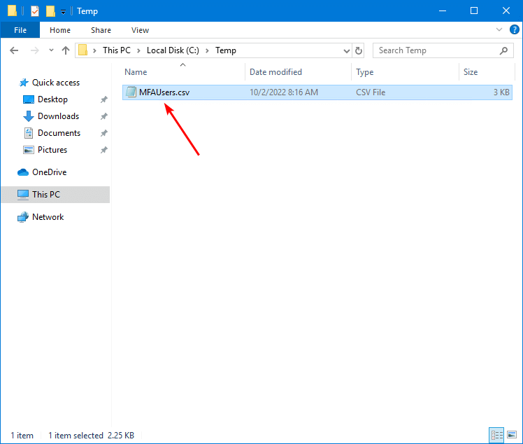 CSV file temp folder