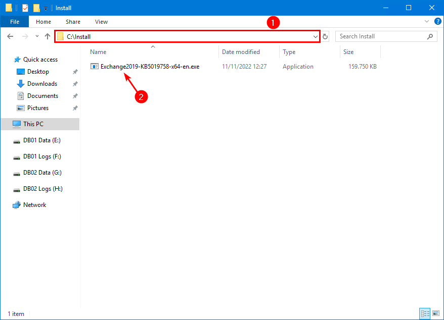 Install Exchange Security Updates install folder
