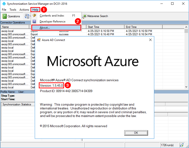 Upgrade Azure AD Connect synchronization service manager