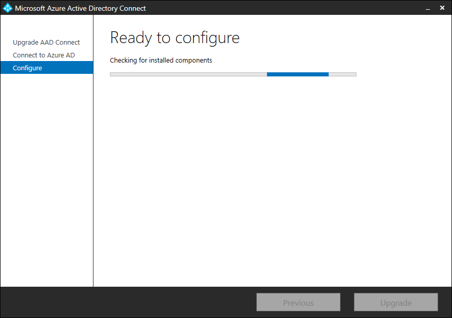 Upgrade Azure AD Connect checking for installed components