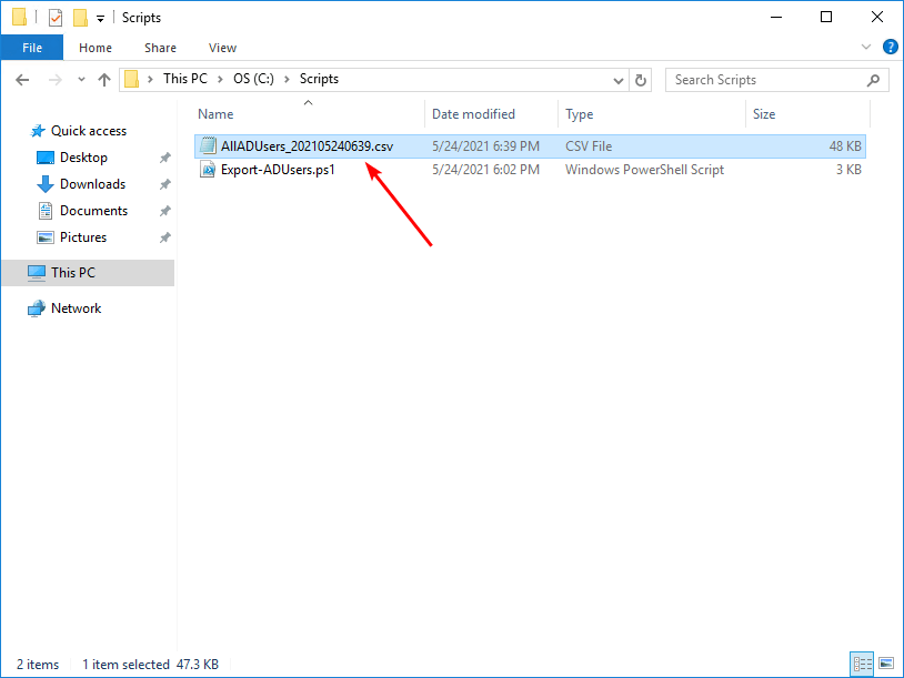 Export AD users to CSV with PowerShell CSV file