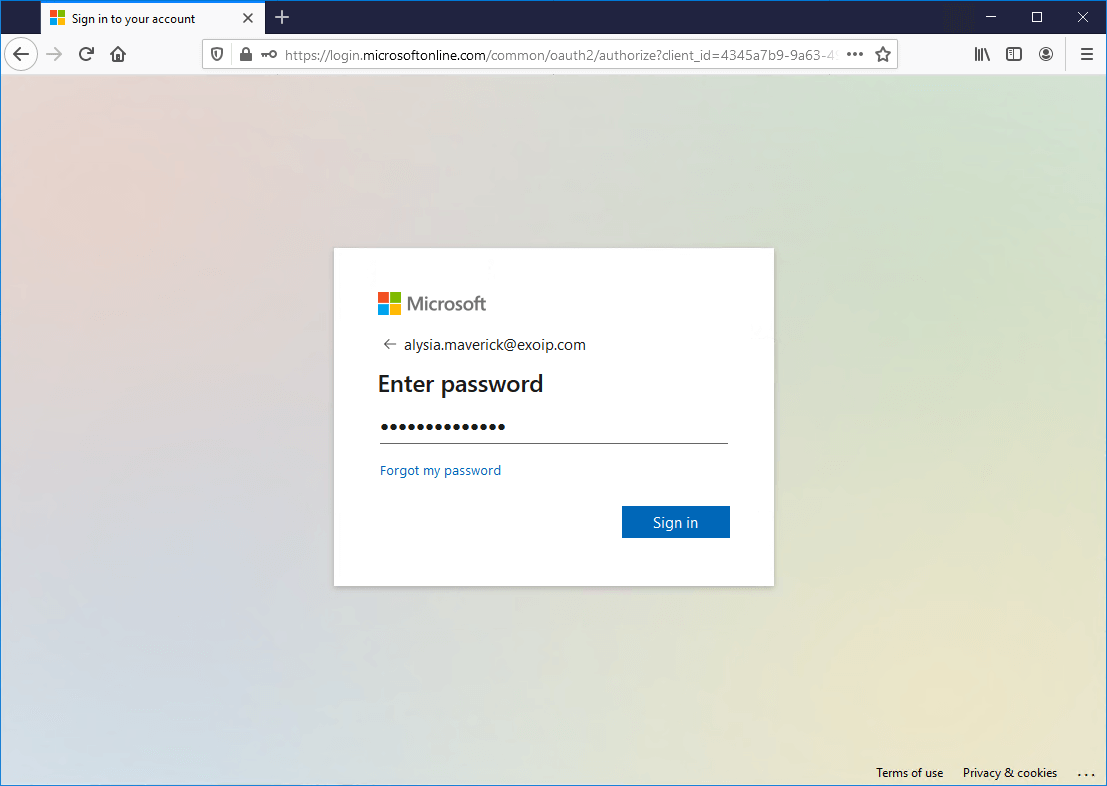 Sign in Office 365 portal