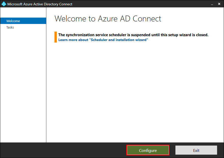 Azure AD Connect welcome screen