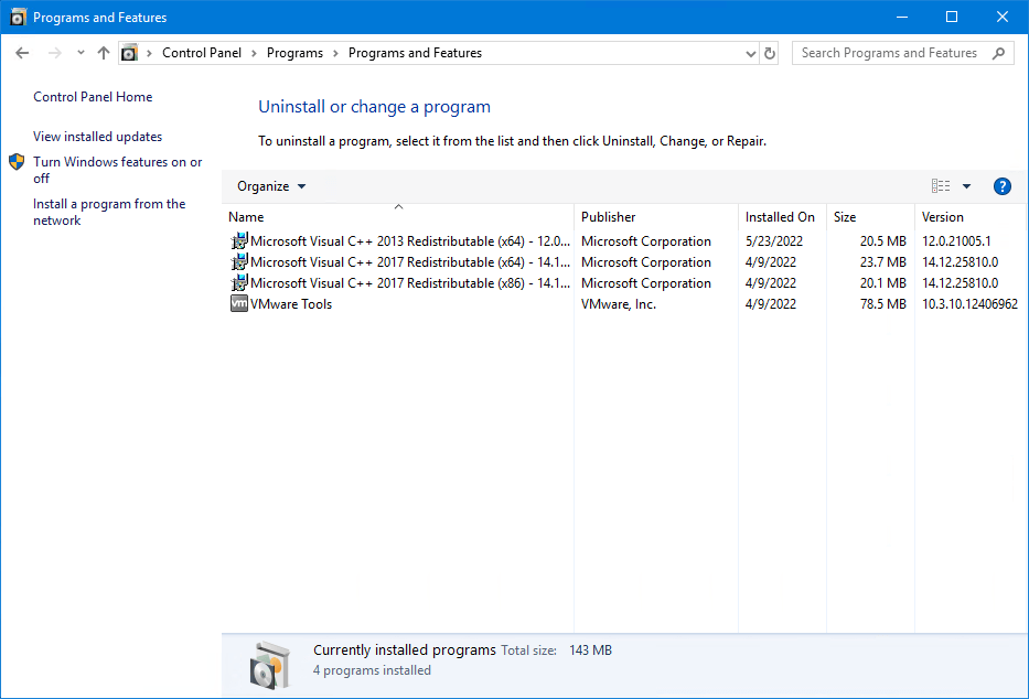 Uninstall Azure AD Connect programs and features after uninstall