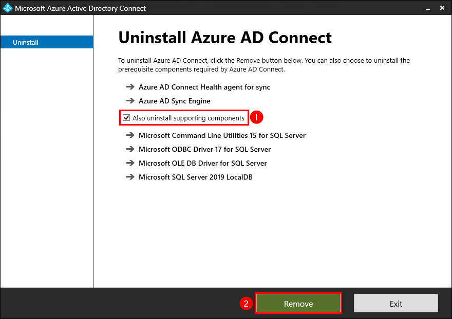 Uninstall Azure AD Connect remove