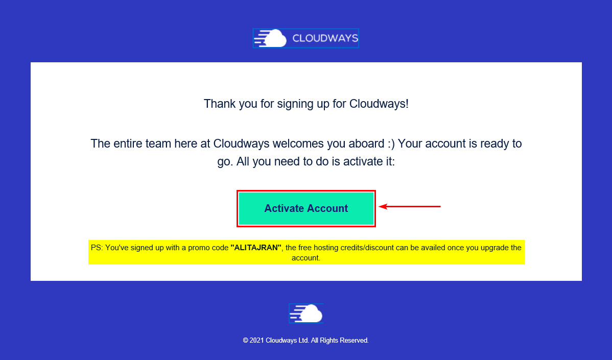 Cloudways review email activate account