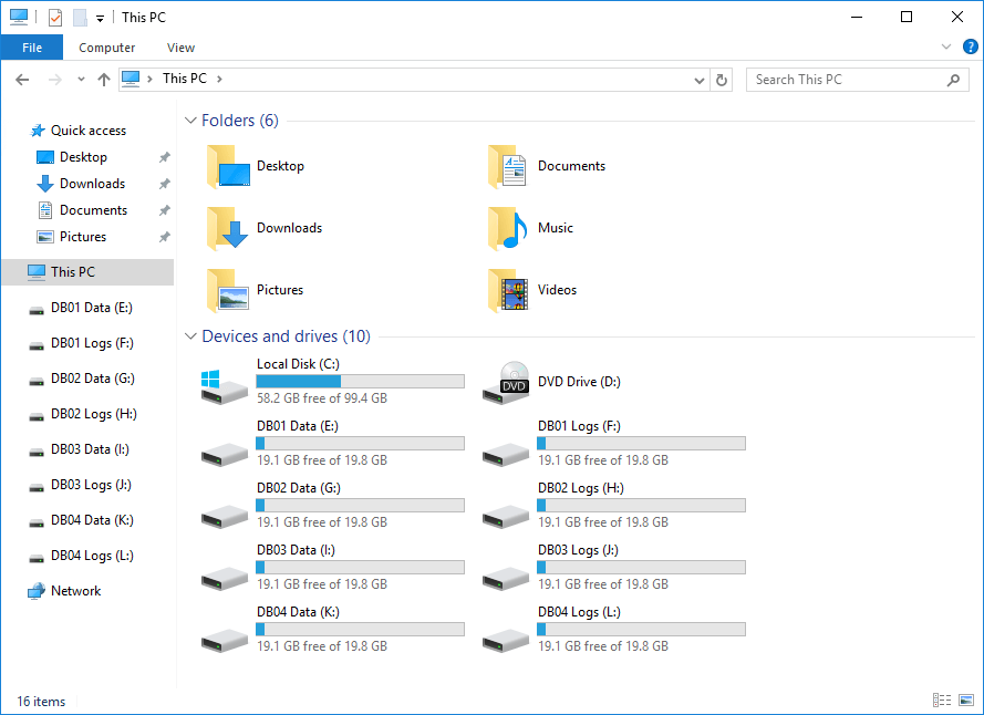 Disk drives on new Windows Server