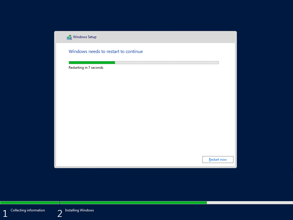 Windows need to restart to continue installation