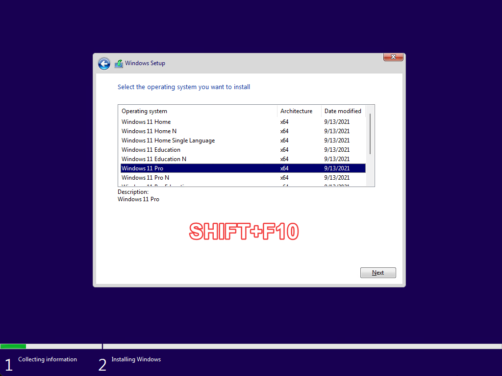 This PC can't run Windows 11 SHIFT+F10
