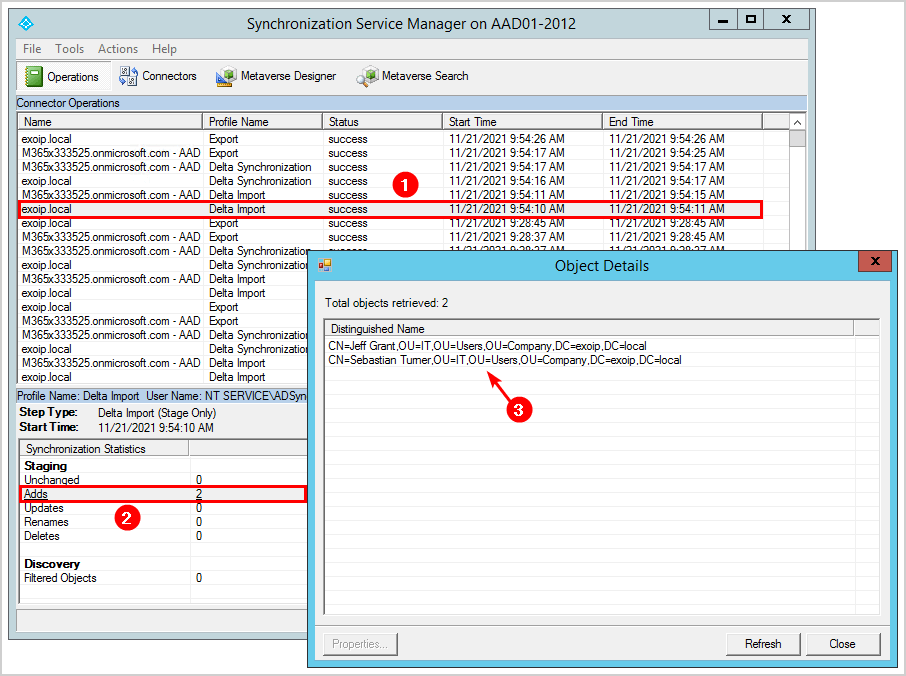 Synchronization Service Manager object details