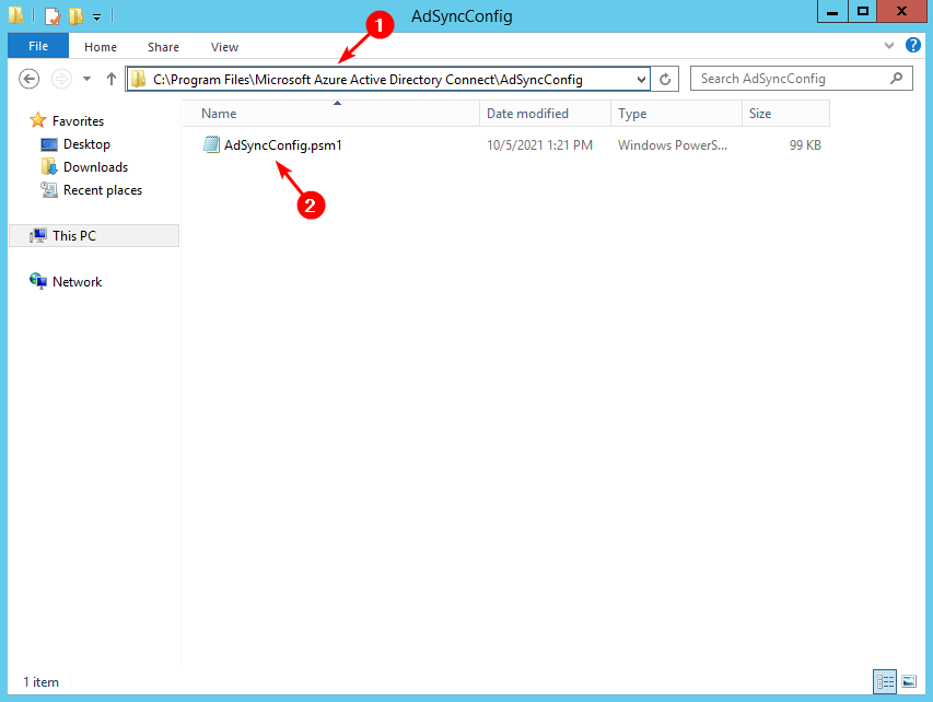 Create AD DS Connector account AdSyncConfig