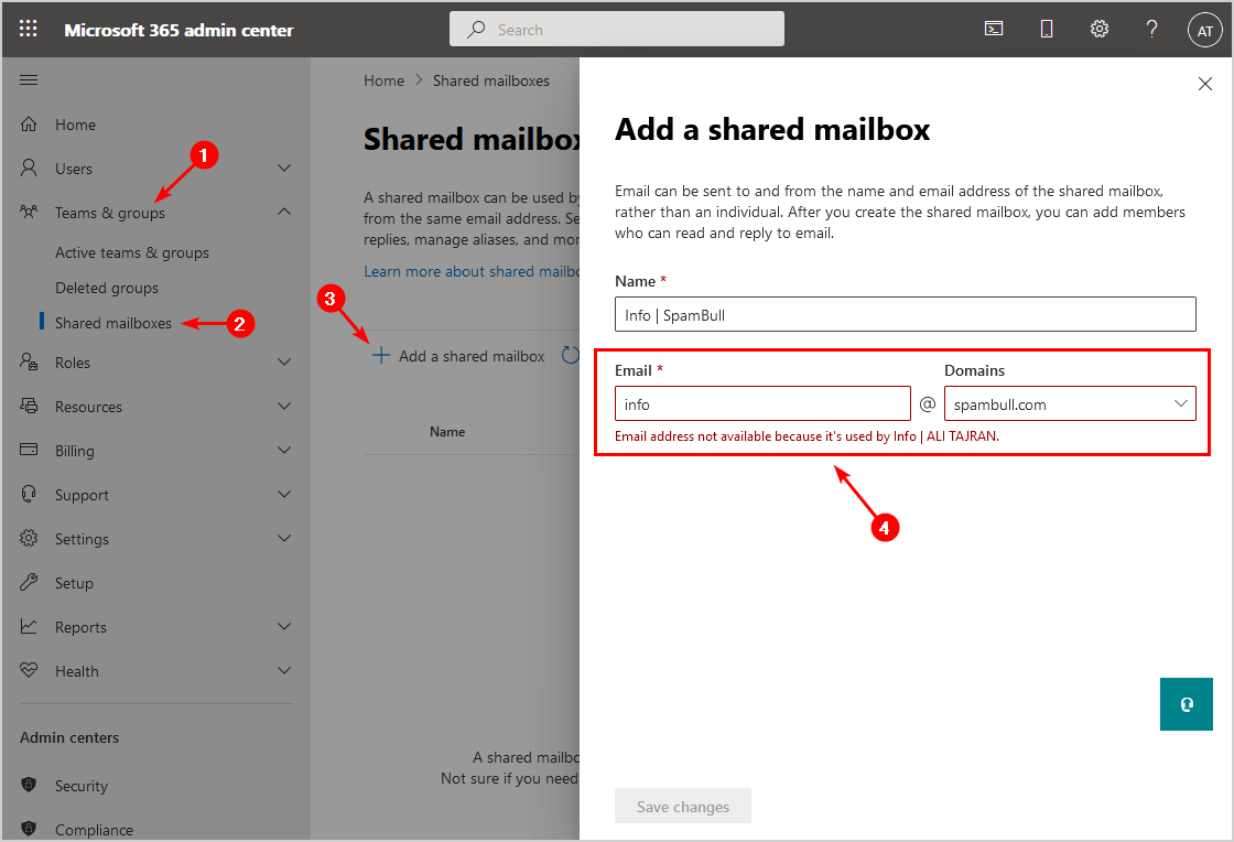 Create shared mailbox with same alias error