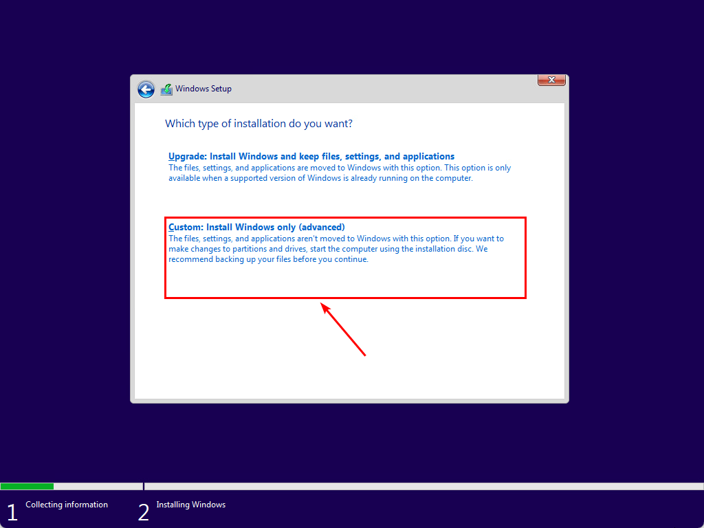 Install Windows 11 on Virtual Machine custom install windows only