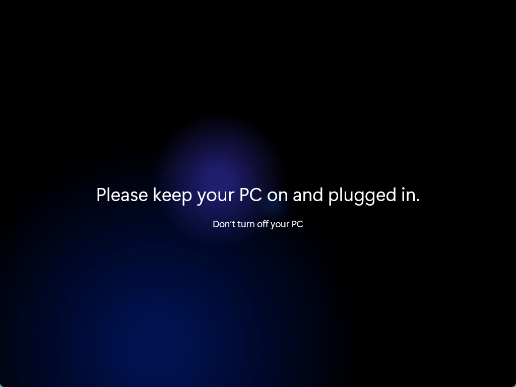 Keep PC on and plugged in