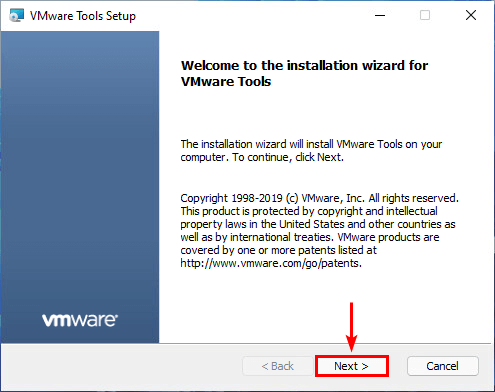VMware Tools Setup welcome