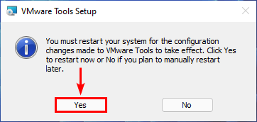 VMware Tools Setup restart