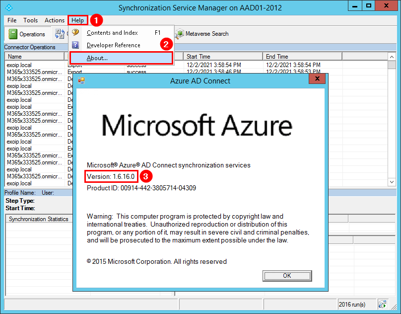 Migrate Azure AD Connect to new server check version