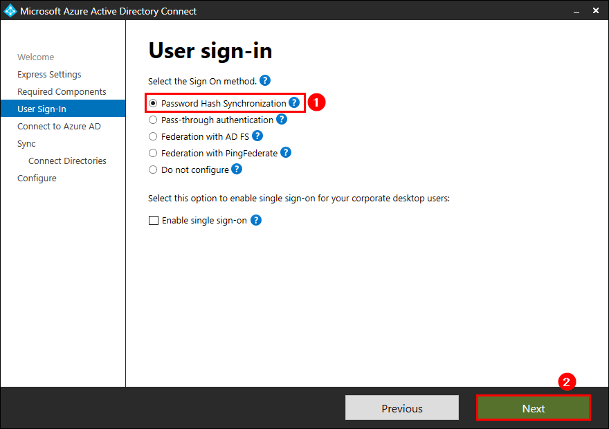 Migrate Azure AD Connect to new server user sign-in settings