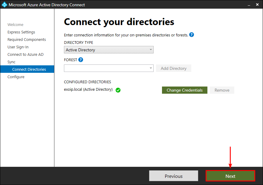 Migrate Azure AD Connect to new server successfully added