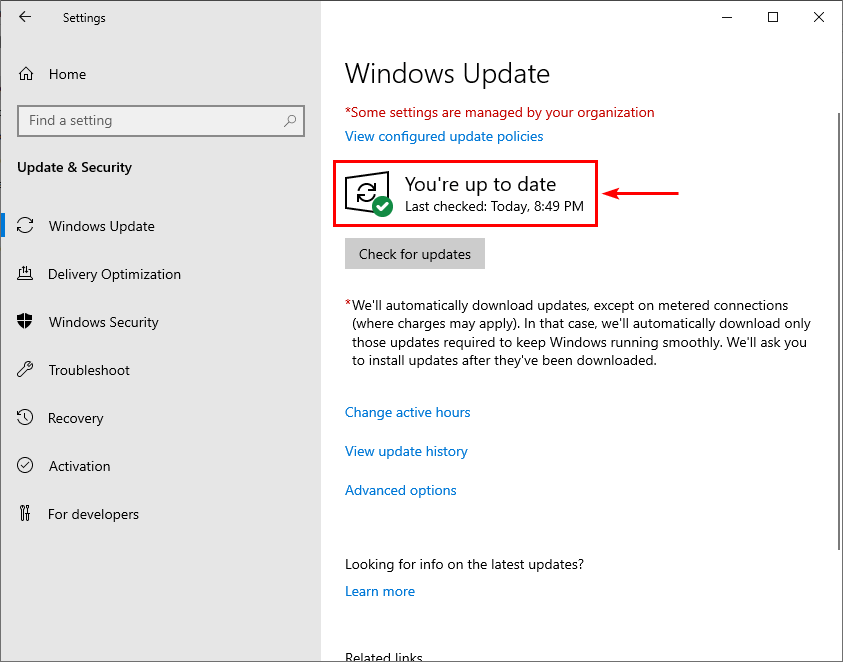 Windows Update you're up to date