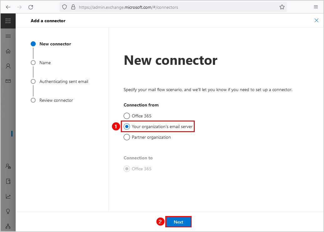 Configure Office 365 SMTP relay new connector