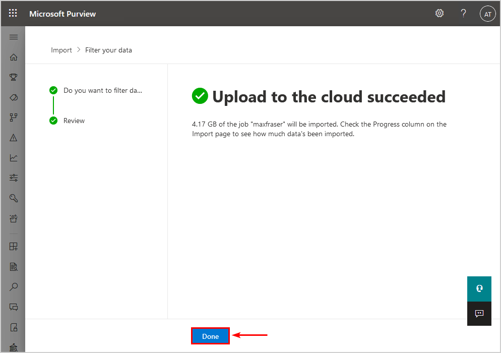 Upload to the cloud succeeded