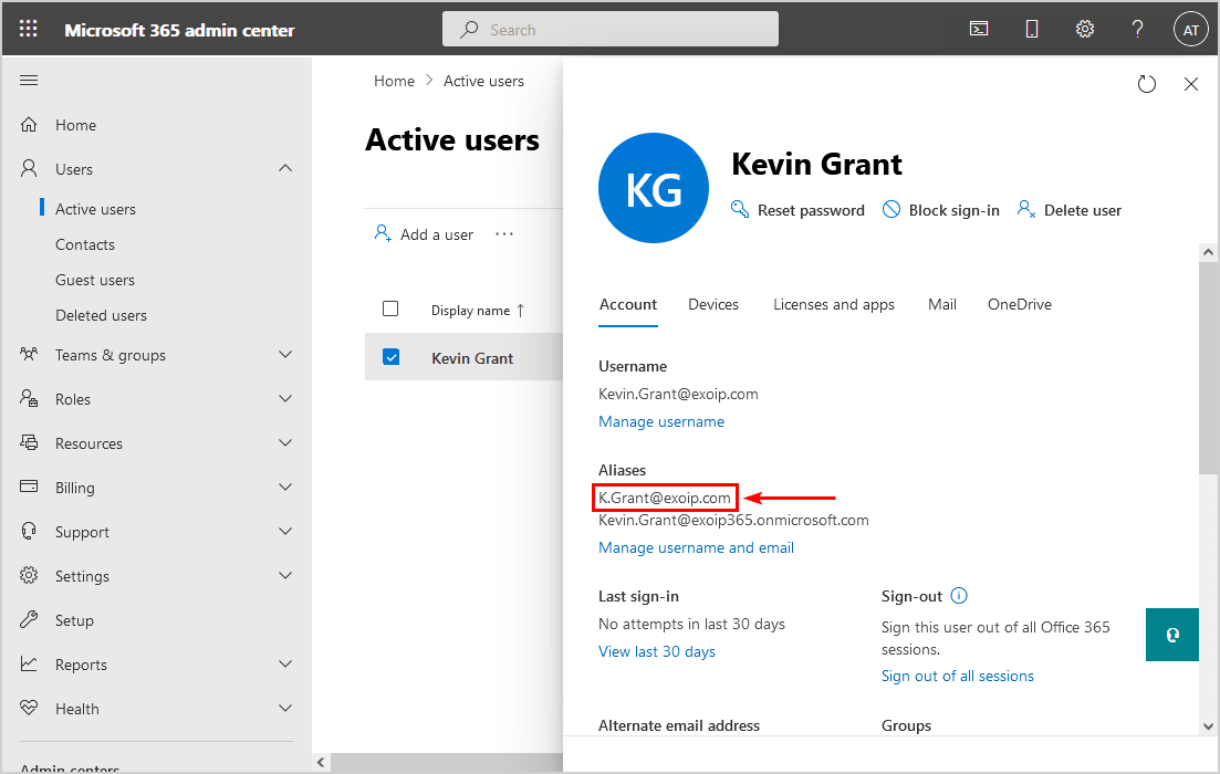 An Azure Active Directory call was made to keep object in sync alias added