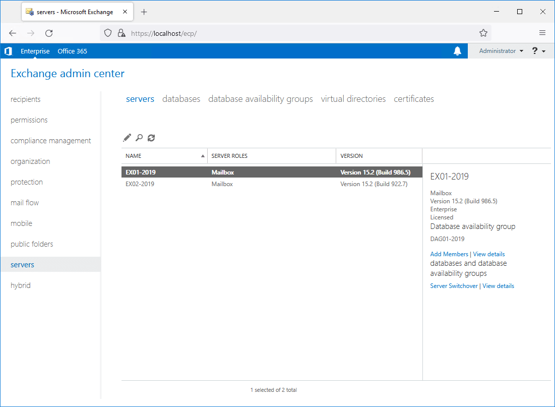 Exchange Server co-existence with different version build numbers
