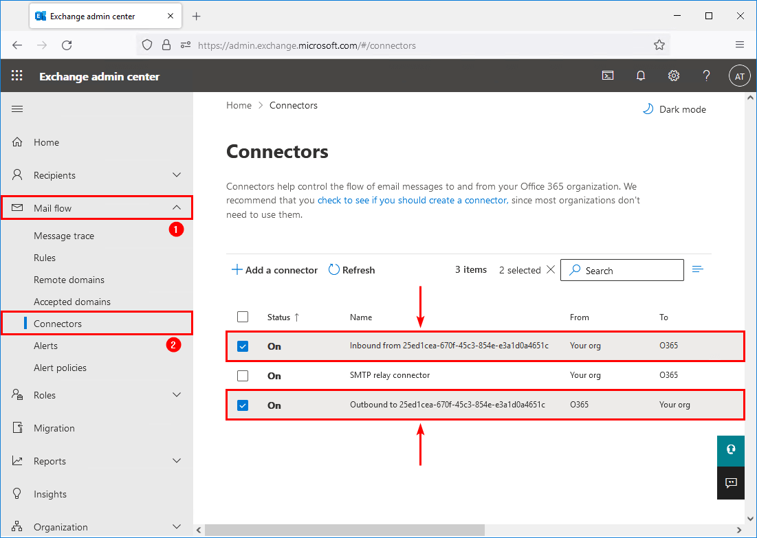 Remove Exchange Hybrid Configuration remove connectors