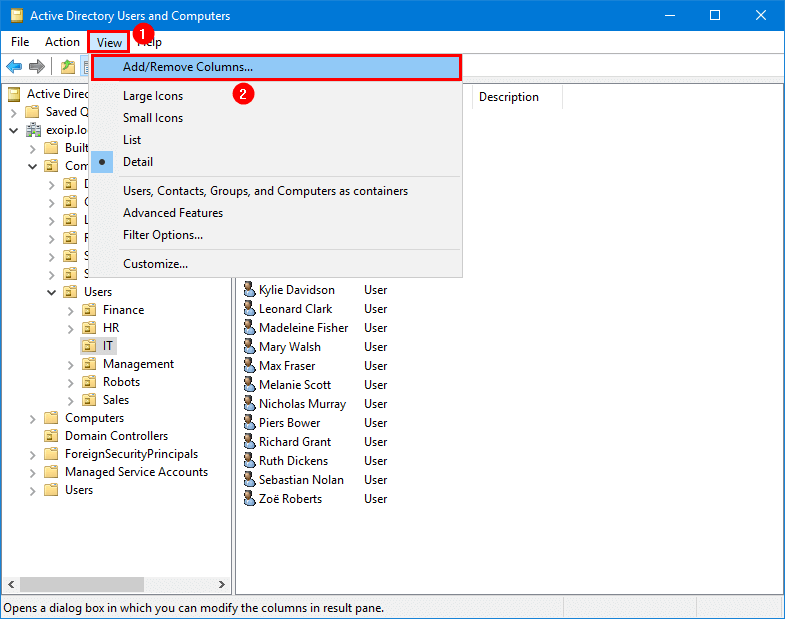 Add additional columns in Active Directory add/remove columns