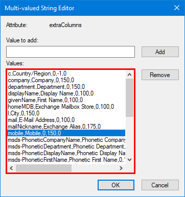 Add additional columns in Active Directory extraColumns copied values