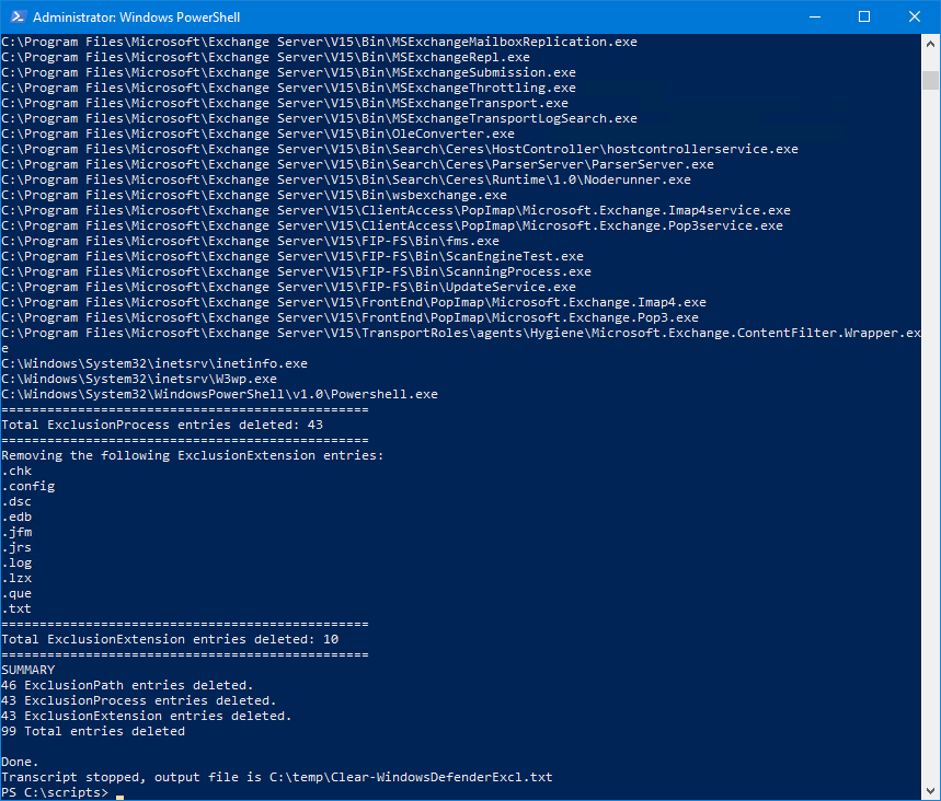 Clear Microsoft Defender Antivirus exclusions with PowerShell PowerShell script